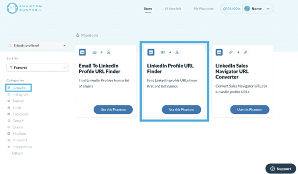 LinkedIn profil url finder