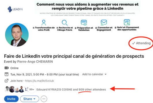 Assister à un événement LinkedIn